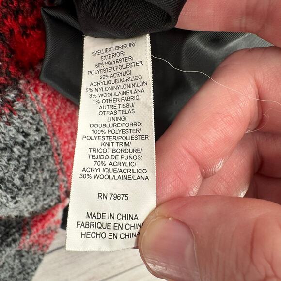 Lucky Brand Wool Blend Plaid Full Zip Jacket Womens XL Red Black White - Picture 9 of 13